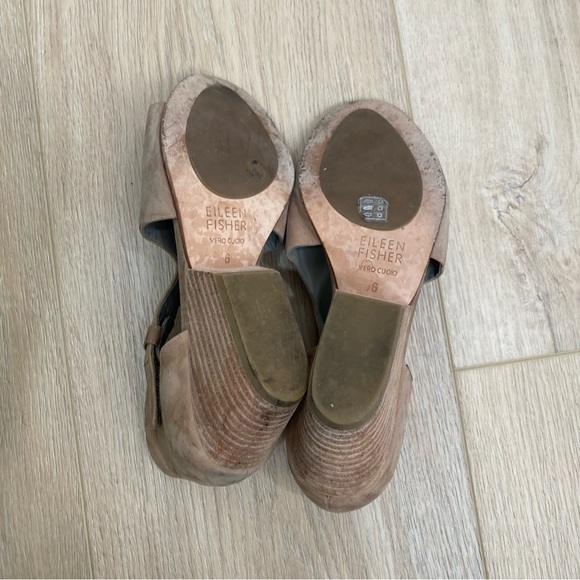 Eileen Fisher Tan Leather Suede Heeled Booties - Picture 5 of 6